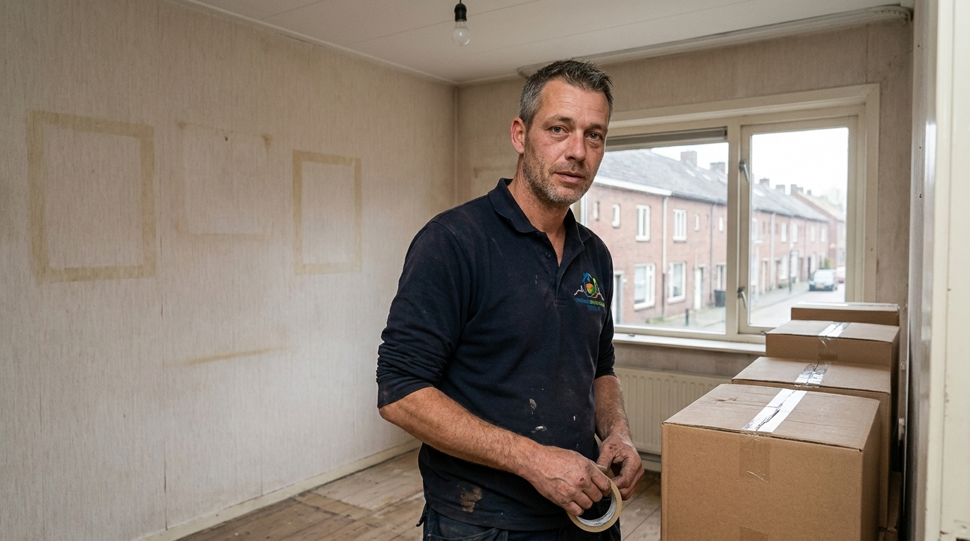 Medewerker van Woningontruiming Heerlen levert een bezemschone woning op in Heerlen